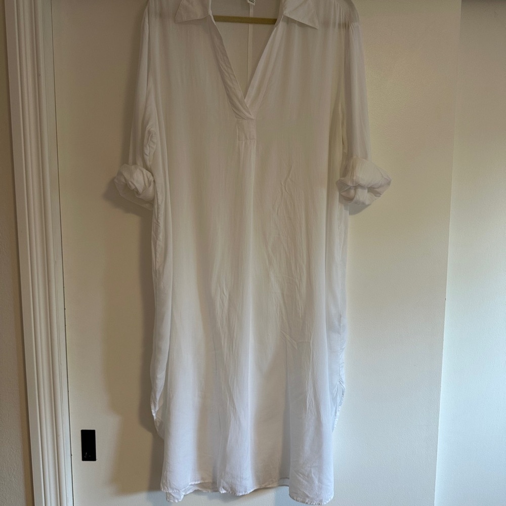 White Long Sleeve Shirt Dress